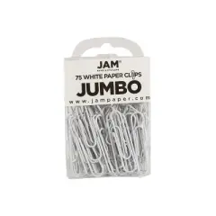 JAM Paper Colored Jumbo Paper Clips Large 2 Inch White Paperclips 2184934B