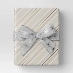 30&rdquo; 25 sq ft Christmas Roll Wrap Blush/White/Gold Diagonal Stripes - Wondershop&trade;