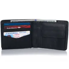Alpine Swiss RFID Protected Men&rsquo;s Max Coin Pocket Bifold Wallet with Divided Bill Section Comes in a Gift Box