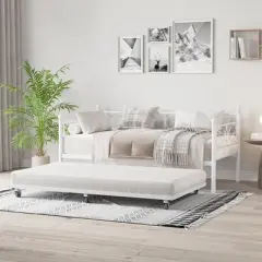 Twin Daybed with Trundle Bed, Heavy Duty Metal Twin Bed Frame with Pull Out Trundle