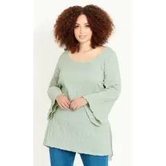 Women's Plus Size Hidden Texture Tunic - sage | EVANS