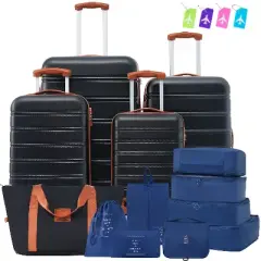 Lyngins 6-Piece Luggage Set &ndash; 16" + 20" Carry on Luggage, 24" & 28" Expandable Spinner Suitcases, Travel Bag, 8 Storage Bags, 4 Tags, 360&deg; Wheels