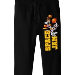 Space Jam 1996 Collegiate Text With Characters Youth Boys Black Joggers
