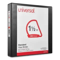 Universal Slant D-Ring View Binder, 3 Rings, 1.5" Capacity, 11 x 8.5, Black