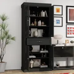 Famapy Wooden Storage Cabinet with 4 Doors in Shutter Finish Design