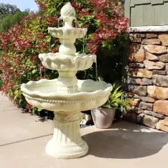 Sunnydaze 51"H Electric Polyresin and Fiberglass 3-Tier Pineapple Top Outdoor Water Fountain