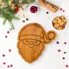 Slickblue Christmas Santa Face Wood Board 15"x14" - Holiday Appetizer Tray & Festive Gift Idea