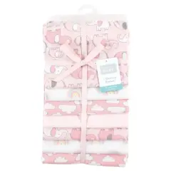 Hudson Baby Infant Girl Cotton Flannel Receiving Blankets Bundle, Girl New Elephant, One Size