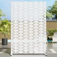46.8in.W x 71.37in.H White Brick Shape Galvanized sheet Outdoor Private Screen Decorative Art Panel