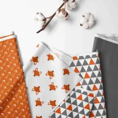 Bacati - Playful Fox Orange Gray 4 pc Toddler Bedding Set