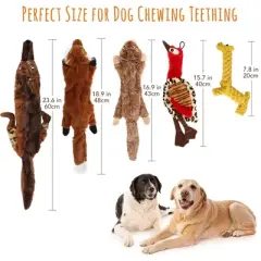 LotFancy 5Pcs Dog Squeaky Toys No Stuffing, Crinkle Dog Chew Toys for Small Dogs