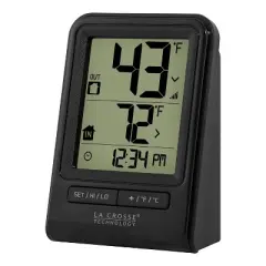 La Crosse Technology&reg; Battery-Powered LCD Wireless 2-Piece Digital Weather Thermometer Station with Hygrometer in Black