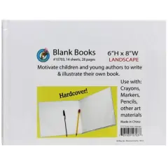 Ashley Productions Hardcover Blank Book, 8" x 6" Landscape, White, Pack of 12