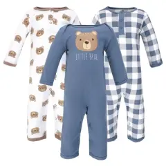 Hudson Baby Infant Boy Cotton Coveralls 3pk, Little Bear