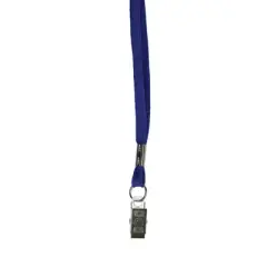 SICURIX Flat Lanyard with Bulldog Clip, Blue, Pack of 100