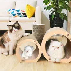3 in 1 Cat Tunnel Bed, 3 sizes Cat Scratching Board Bed, Corrugated Cat Scratching Board, Hide and Play DIY Cat Wheel, Indoor Cat Scratching Mat