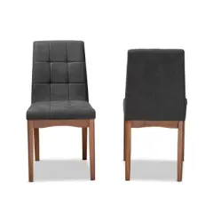 2pc Tara Fabric Upholstered and Wood Dining Chair Set - Baxton Studio