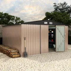 Outdoor Metal Storage Shed, Weatherproof Garden Shed with lock, Sloping Roof & Ventilation,  for Backyard, Patio & Garage Storage