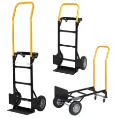 Hand Truck Dual Purpose 2 Wheel Dolly Cart and 4 Wheel Push Cart with Swivel Wheels 330 Lbs Capacity Heavy Duty Platform Cart