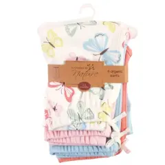 Touched by Nature Baby and Toddler Girl Organic Cotton Pants 4pk, Butterflies