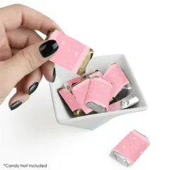 Big Dot of Happiness Pink Confetti Stars - Mini Candy Bar Wrapper Stickers - Simple Party Small Favors - 40 Count
