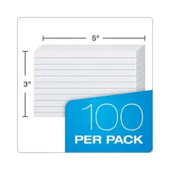 Oxford Index Cards, 3" x 5", Ruled, 100 Per Pack, 12 Packs