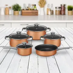 Brentwood 9 Piece Non Stick Cookware Set in Copper