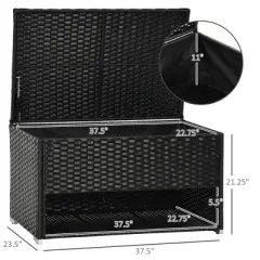 FURNIinspire Utility Storage Cabinet Outdoor Deck Box Shoe Storage PE Rattan Wicker Towel Rack With Furniture Cushions, Black, 39.80"*5.90"*25.00"
