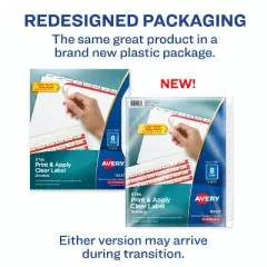 Avery 8 Tab Dividers for 3 Ring Binder, Easy Print & Apply Clear Label Strip, Index Maker Customizable White Tabs, 5 Sets (11437)
