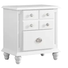 Passion Furniture Summit 5-Drawer White Nightstand (27 in. H x 16 in. W x 24 in. D)
