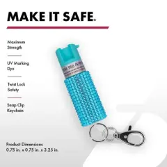 Sabre Pepper Spray with Jeweled Design and Snap Clip Teal