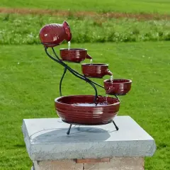 Smart Solar 22" Ceramic Solar Cascade Tiered Fountain - Lava