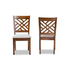 Baxton Studio 2pc Caron Fabric Upholstered and Wood Dining Chair Set Walnut/Brown: Polyester, Spot Clean, No Arms