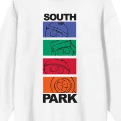 South Park Sketch Art Crew Neck Long Sleeve White Adult Sweatshirt