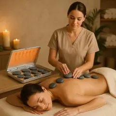 Royal Massage Chrome Case Hot Stone Heater w/10 Hot Rocks