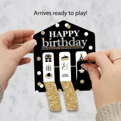 Big Dot of Happiness Adult Happy Birthday - Gold - Birthday Party Game Pickle Cards - Pull Tabs 3-in-a-Row - Set of 12