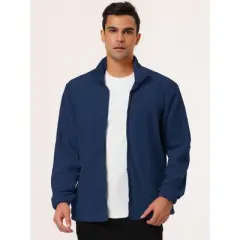 Lars Amadeus Men's Full-Zip Fleece Jacket Long Sleeves Soft Stand Collar Winter Coat
