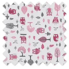 Bacati - Owls Pink/Gray Girls Cotton Crib/Toddler Girls Cotton Crib Skirt