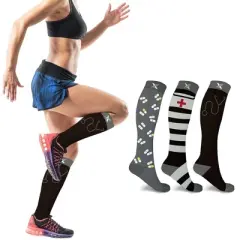 Extreme Fit Compression Socks - Knee High Performance Socks for Running, Travel, and Pregnancy - for Men and Women - 3 Pair