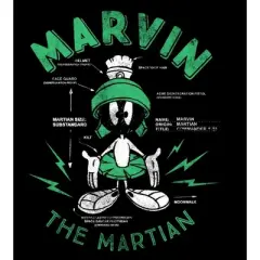 Looney Tunes T-shirt Marvin the Martian Infographic Black T-shirt Toddler Boy to Youth Boy