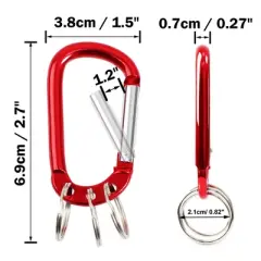 Unique Bargains Aluminum Carabiner Clip Hook with 3 Split Key Ring Chain 2.7" x 1.5" Burgundy 1 Pc