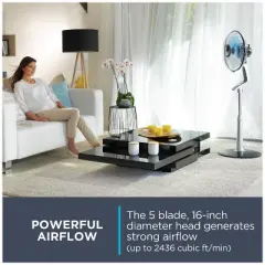 Rowenta 16" Stand Fan, 5 Speeds, Silence Extreme, Black