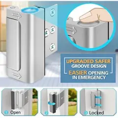 DOMETOUR Door Lock for Kids Safety Home Security Door Reinforcement Lock for Front Door Bedrooms Withstand 800 lbs Top Flip for Inward Swinging Doors