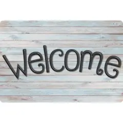 Ashley Productions&reg; Smart Poly&trade;, The Original Fun Mat&trade;, Welcome Mat, 15.5" x 23.5", Beachwood Plank, Welcome