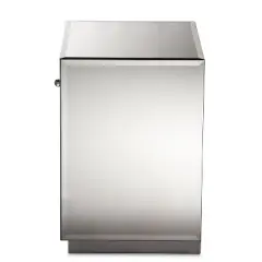 Rochadh Hollywood Glamour Style 1 Drawer and 1 Shelf Nightstand and Bedside Table Silver - Baxton Studio