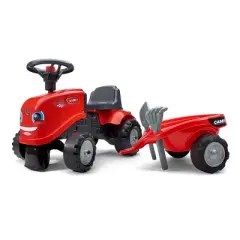 Falk Case Baby Farm Red Tractor Push-Along with Trailer, Accessories & 2 Set of Decals FA238C