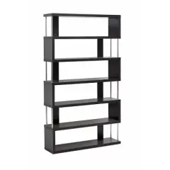 75.5" Barnes Six Shelf Modern Bookshelf Dark Brown - Baxton Studio