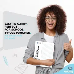Emraw College Ruled Filler Paper, 3-Hole Punched, 100 Sheets/Pack, Lined White Paper for Binders &ndash; Office & Student Use, Pack of 2