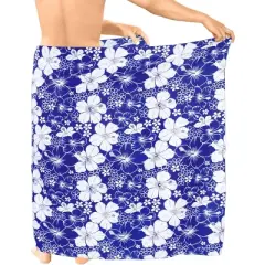 LA LEELA Men's Sarong Bath Swim Pareo Aloha Wrap One Size Blue Floral