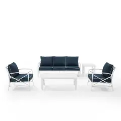 Kaplan 5pc Outdoor Sofa Set with Sofa & 2 Chairs with Coffee Table & Side Table - Crosley
